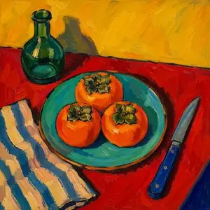 Fauvist Persimmon Still Life
