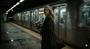 Cinematic Night Scene on Subway Platform