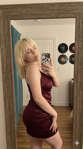 Photorealistic Mirror Selfie in Satin Dress