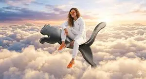 Surreal High-Fashion Ad on Floating Puma Logo