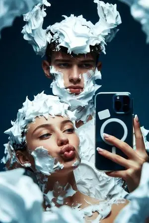 Playful Shaving Cream Mirror Selfie Prompt