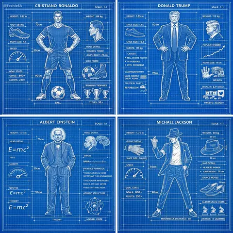 A detailed technical blueprint illustration of [CHARACTER], drawn in