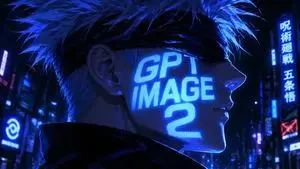 Cyberpunk Anime Portrait with Neon Face Text