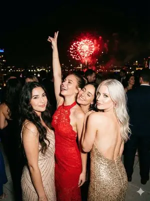 Ultra-Photorealistic Group Portrait: New Year's Eve Party