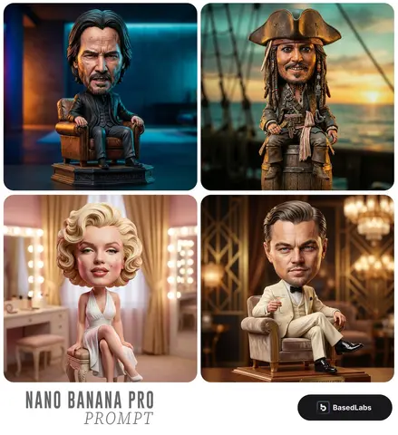 Highly detailed caricature figurine of [SUBJECT] as a cute