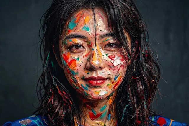 Artistic Paint Splash Cinematic Portrait