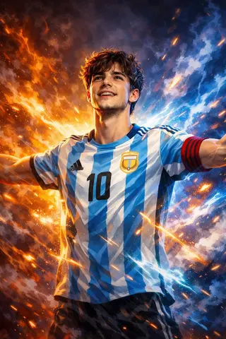 Fantastic digital painting of a young man with high