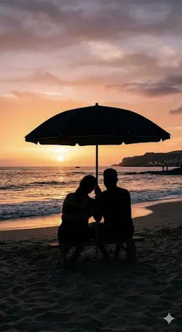 Romantic Sunset Beach Silhouette