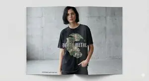 Generate a Pangea T-shirt Ad in Fashion Magazine Style
