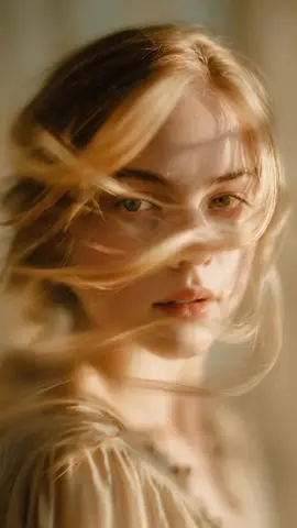 A soft-focus, cinematic portrait of a young woman with