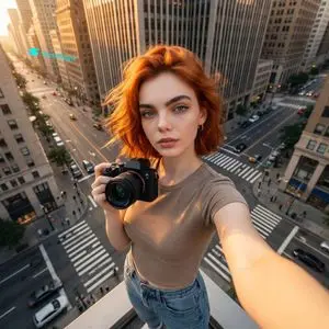 Dramatic Skyscraper Edge Selfie
