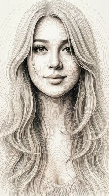 Topographic Contour Line Portrait