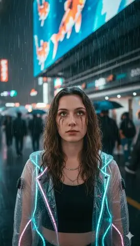Cyberpunk Realism Portrait in Shinjuku Rain