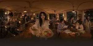 Rainy Night Café 360 Panorama