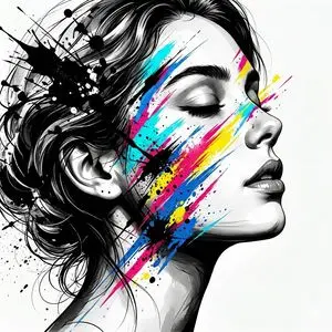 High-Contrast Abstract Mixed Media Portrait Prompt