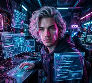 Cyberpunk Neon Hacker