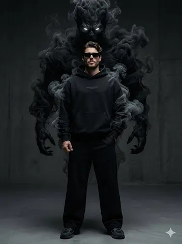 Supernatural Streetwear Portrait with Smoke Demon