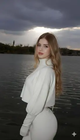 Cinematic Lakeside Fashion Portrait Prompt (Golden Hour)