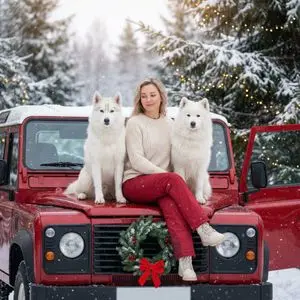 Winter Christmas Photoshoot with Huskies