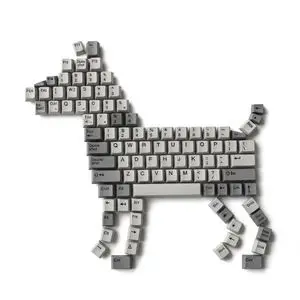 Top-Down Flat Lay of Dog Formed from Keyboard Keycaps