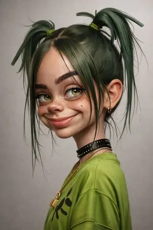 3D-Rendered Billie Eilish Cartoon Portrait
