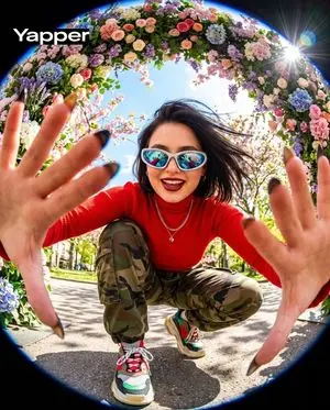 Funky style selfie portrait with fisheye distortion