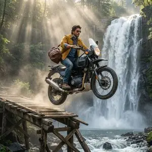 SRK Motorcycle Jump Action Shot Prompt