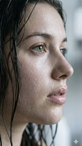 Extreme Close-up Portrait with Glistening Skin