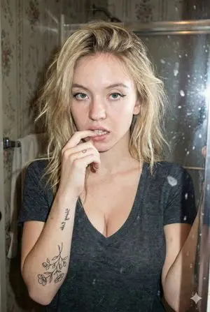 Grungy Flash Mirror Selfie with Tattoos