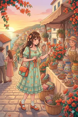 Anime Style Coastal Village Stroll