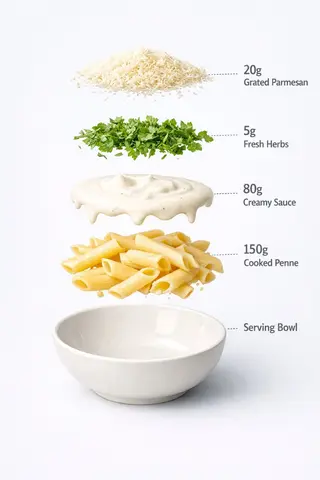 Ultra-realistic food photography of a prepared creamy white sauce