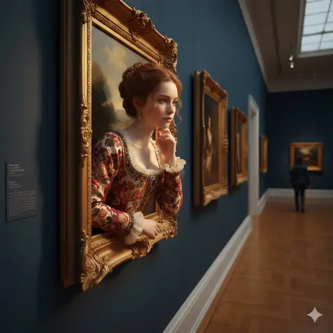A surreal, ultra-realistic scene of a young woman emerging