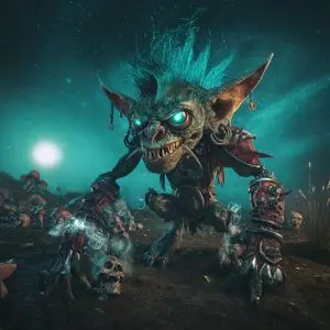 Cinematic Teal Goblin Warrior