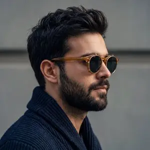 Rugged Side-Profile Portrait with Vintage Eyewear