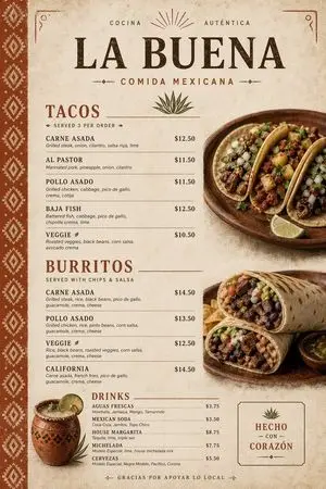 Modern Mexican Restaurant Menu Design