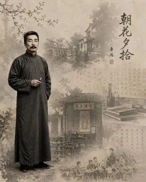 Lu Xun Literature Themed Illustration