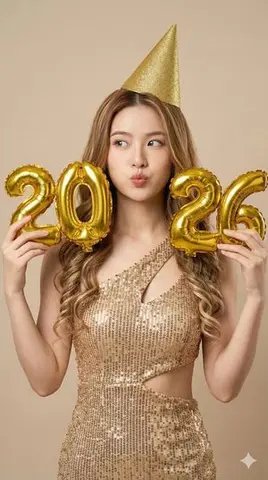 High-Resolution Photorealistic Studio Fashion Portrait for New Year 2026