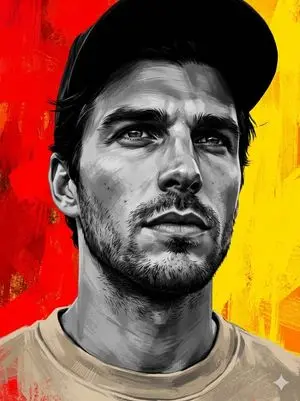 Dramatic Grayscale Portrait with Abstract Background