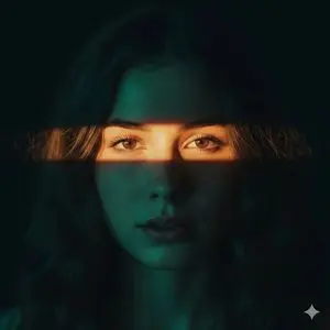 Cinematic Portrait with Dramatic Light Strip