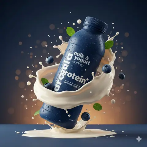 Plastic Protein Drink Bottle Hyper Realistic Ai Edited Commercial Product Photography Swirling