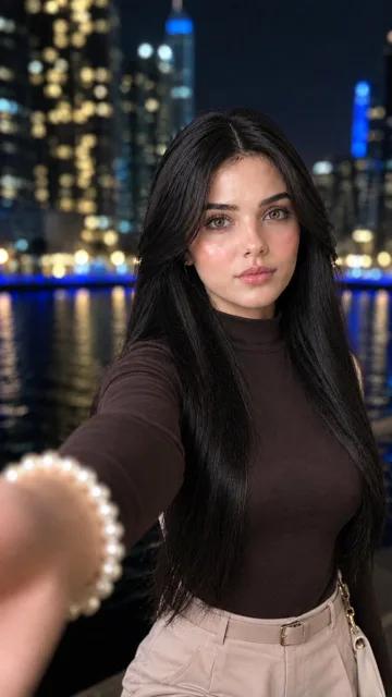 Profile / Avatar - Korean Girl Nighttime City Skyline Selfie