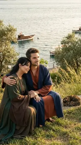 Cinematic Historical Romance: Ottoman Couple by the Bosphorus