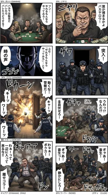 8-Panel Manga Scene