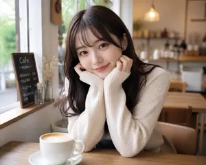 Japanese Woman in Cafe