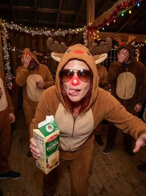 Human Christmas Present with a Bulldog
