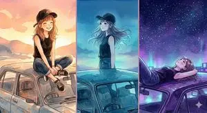 Three-Panel Anime Watercolor Split Composition Prompt for Nano Banana Pro
