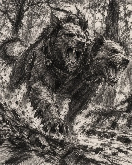 Comic / Storyboard - Charging Two-Headed Hellhound