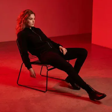 Red Lit Editorial Fashion Portrait