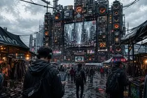 Futuristic Cyberpunk Music Market