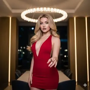Sydney Sweeney in Red Halter Mini Dress Editorial